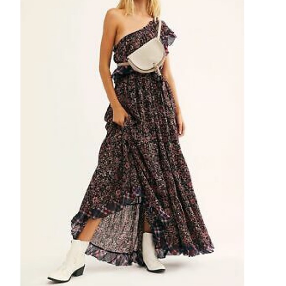 Free People Dresses & Skirts - SOLD// Free People Floral Print Tie Shoulder Boho Maxi Dress